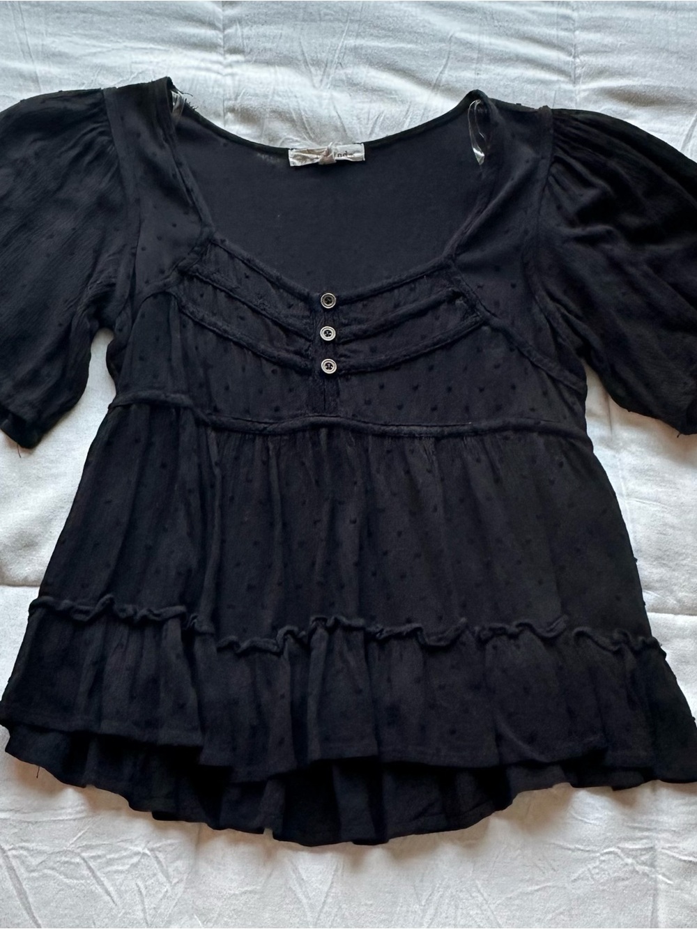Black Women's Swiss Dot Peplum Blouse